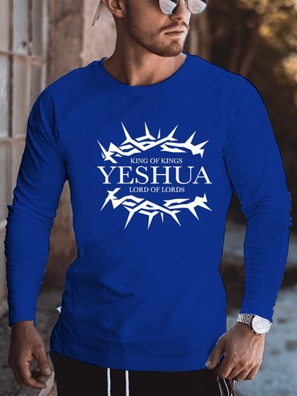 Yeshua Lord of Lord King of Kings Inspirational Cotton Long Sleeve T-Shirt
