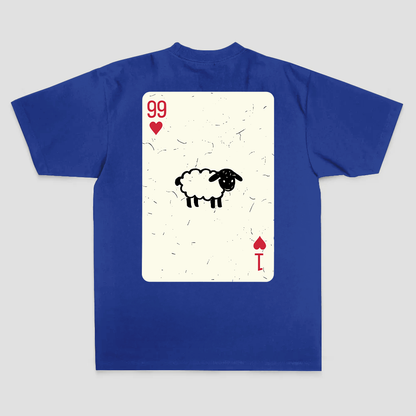 99 Of Hearts Sheep Playing Card Printed Men's T-shirt