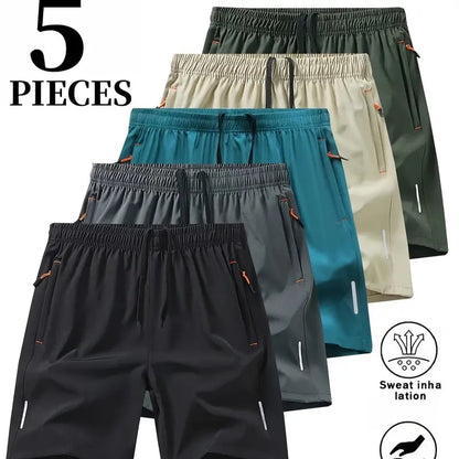 Men's  5-Pack Quick-Dry Shorts – Lightweight Breathable Athletic & Casual Shorts