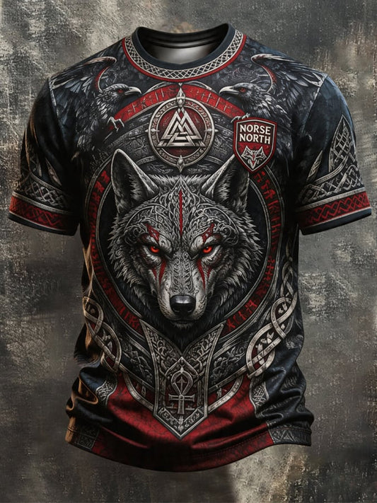 Men's Vintage Viking-Print T-Shirt