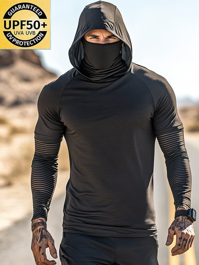 Men's Outdoor Sun Protection Breathable Cool Hooded Sun Protection Long Sleeve Top