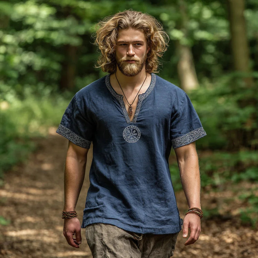 Men's Viking Inspired Knot Retro V-Neck T-Shirt