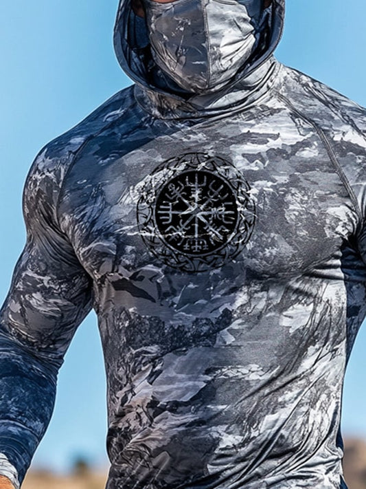 Men's Outdoor Sun Protection Breathable Cool Hooded Sun Protection Long Sleeve Top