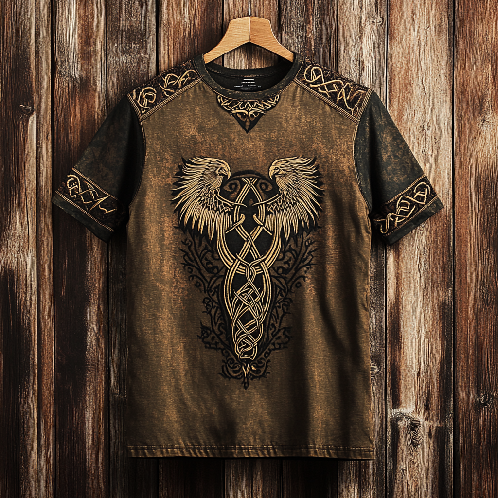 Men's Viking Life Of Tree Raven Knot Art T-Shirt
