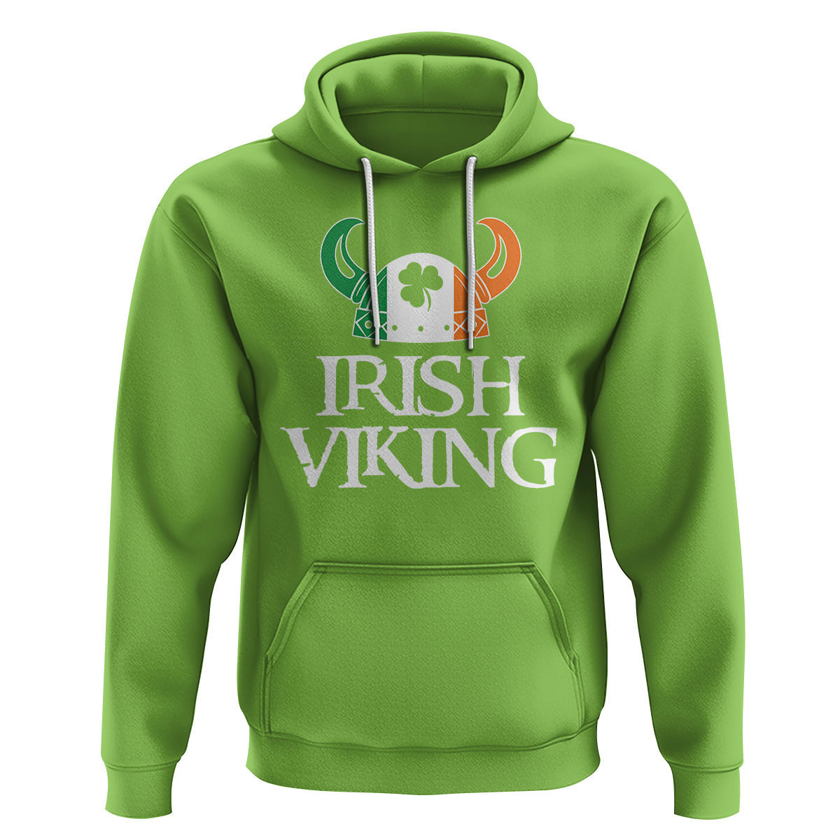 St. Patrick's Day Irish Viking Helmet Lucky Shamrocks Ireland Flag Viking Hoodie Cotton