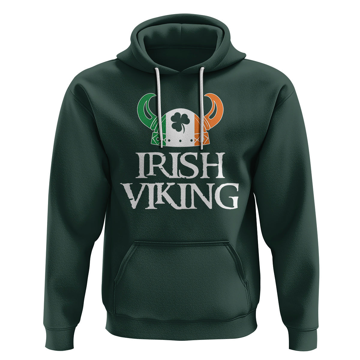 St. Patrick's Day Irish Viking Helmet Lucky Shamrocks Ireland Flag Viking Hoodie Cotton