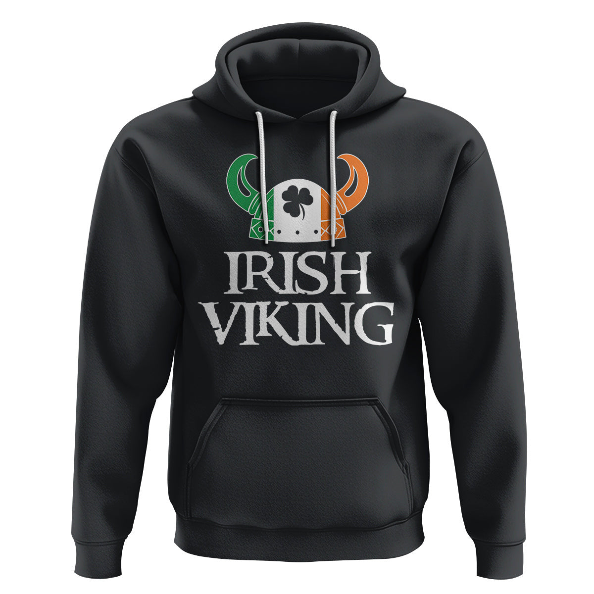 St. Patrick's Day Irish Viking Helmet Lucky Shamrocks Ireland Flag Viking Hoodie Cotton