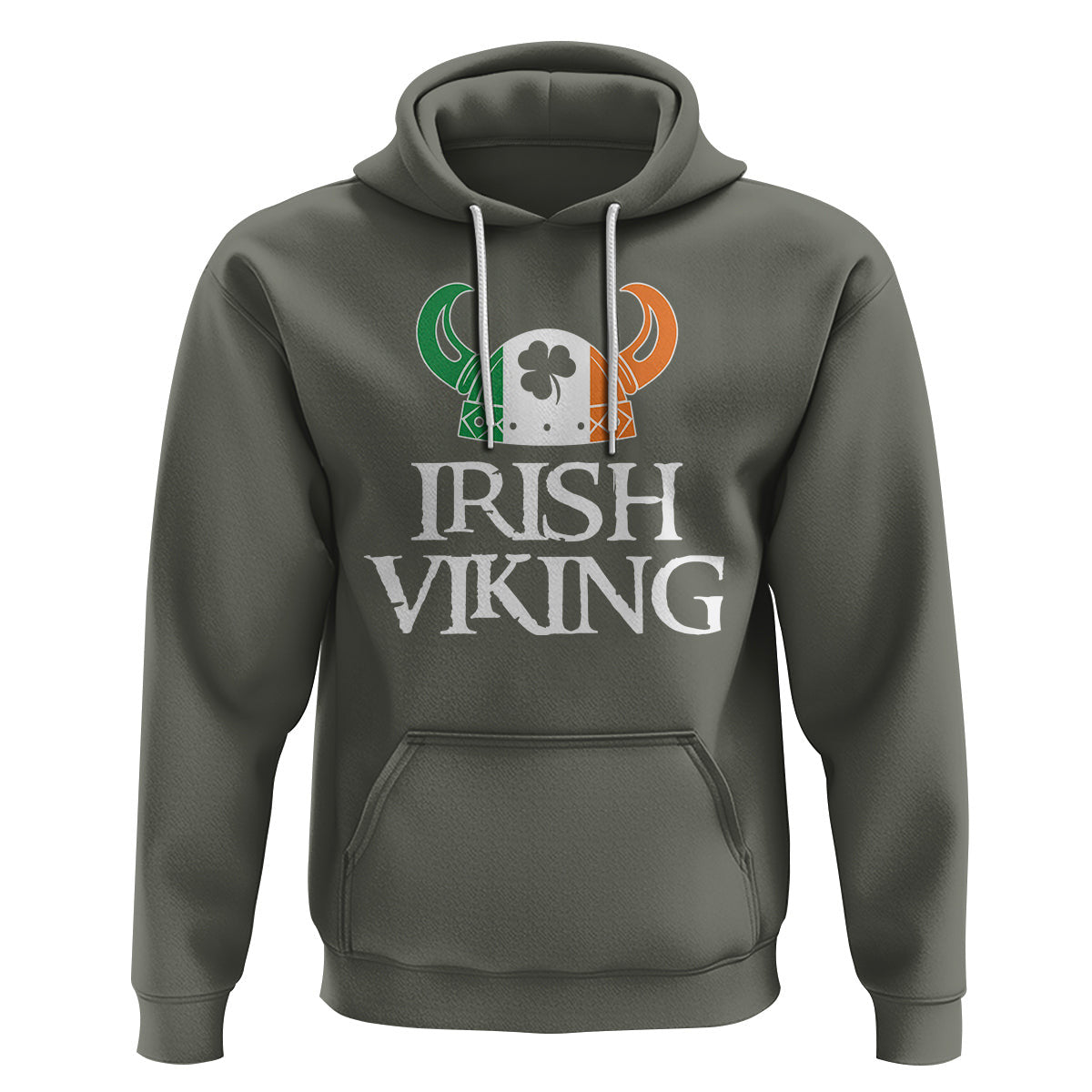 St. Patrick's Day Irish Viking Helmet Lucky Shamrocks Ireland Flag Viking Hoodie Cotton