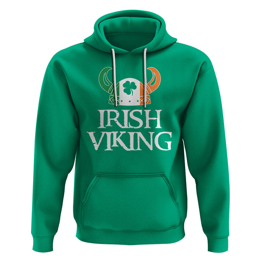 St. Patrick's Day Irish Viking Helmet Lucky Shamrocks Ireland Flag Viking Hoodie Cotton