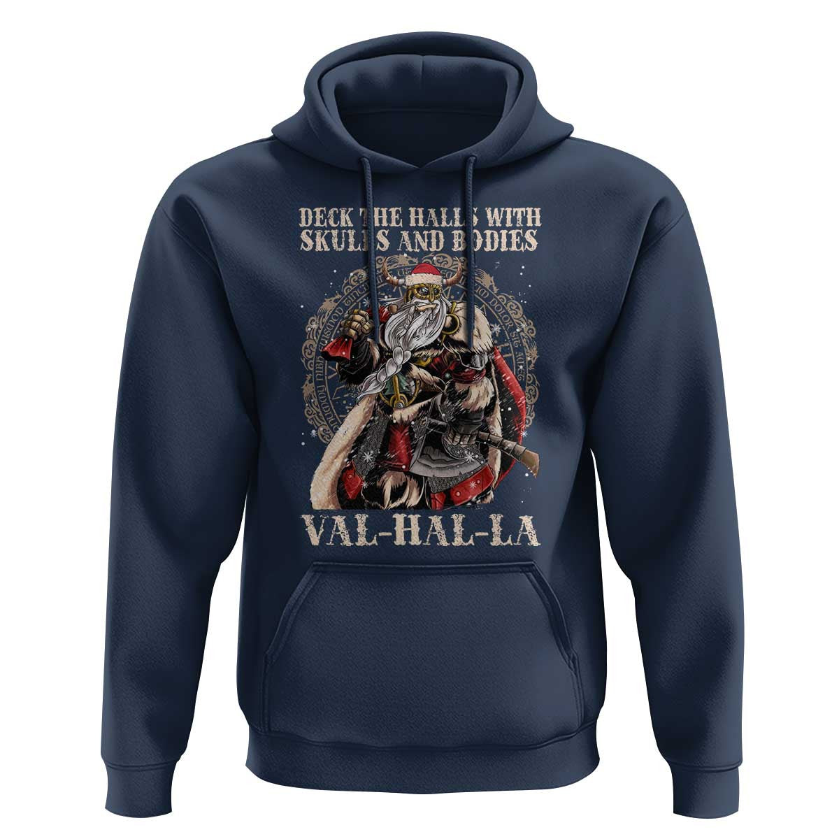 Viking Christmas Deck The Halls With Skulls And Bodies Valhalla Viking Hoodie Cotton