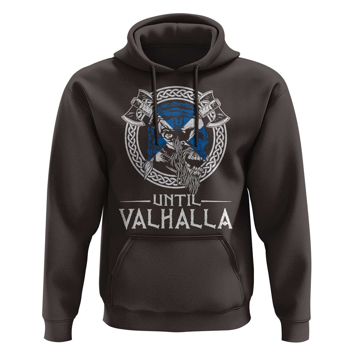 Funny Scottish Until Valhalla Vintage Scottish Flag Skull Viking Hoodie Cotton
