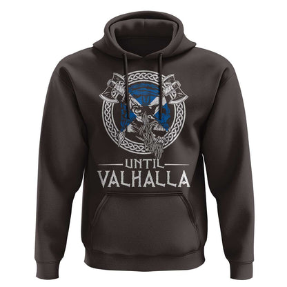 Funny Scottish Until Valhalla Vintage Scottish Flag Skull Viking Hoodie Cotton