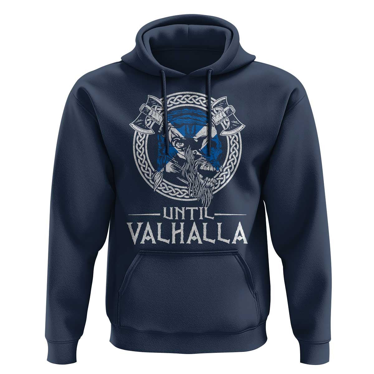 Funny Scottish Until Valhalla Vintage Scottish Flag Skull Viking Hoodie Cotton