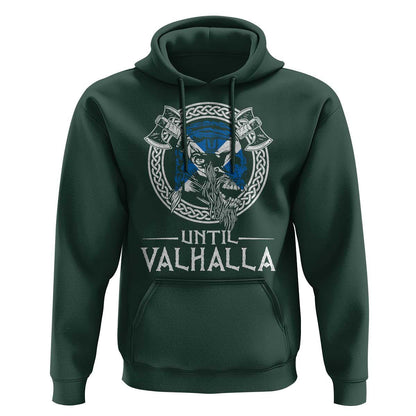 Funny Scottish Until Valhalla Vintage Scottish Flag Skull Viking Hoodie Cotton