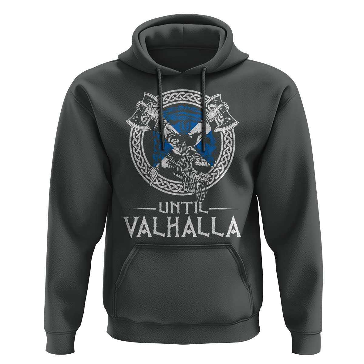 Funny Scottish Until Valhalla Vintage Scottish Flag Skull Viking Hoodie Cotton