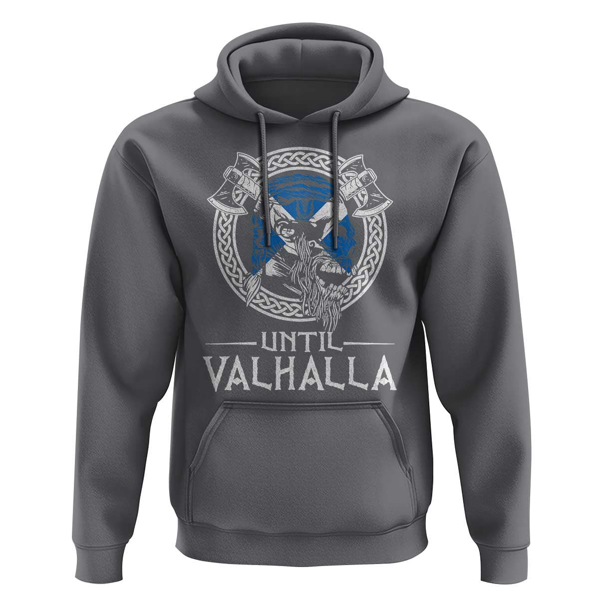 Funny Scottish Until Valhalla Vintage Scottish Flag Skull Viking Hoodie Cotton
