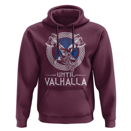 Funny Scottish Until Valhalla Vintage Scottish Flag Skull Viking Hoodie Cotton