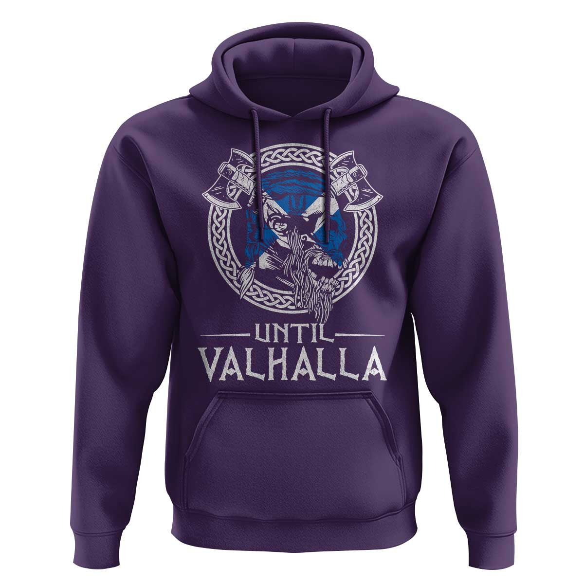 Funny Scottish Until Valhalla Vintage Scottish Flag Skull Viking Hoodie Cotton