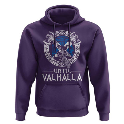 Funny Scottish Until Valhalla Vintage Scottish Flag Skull Viking Hoodie Cotton