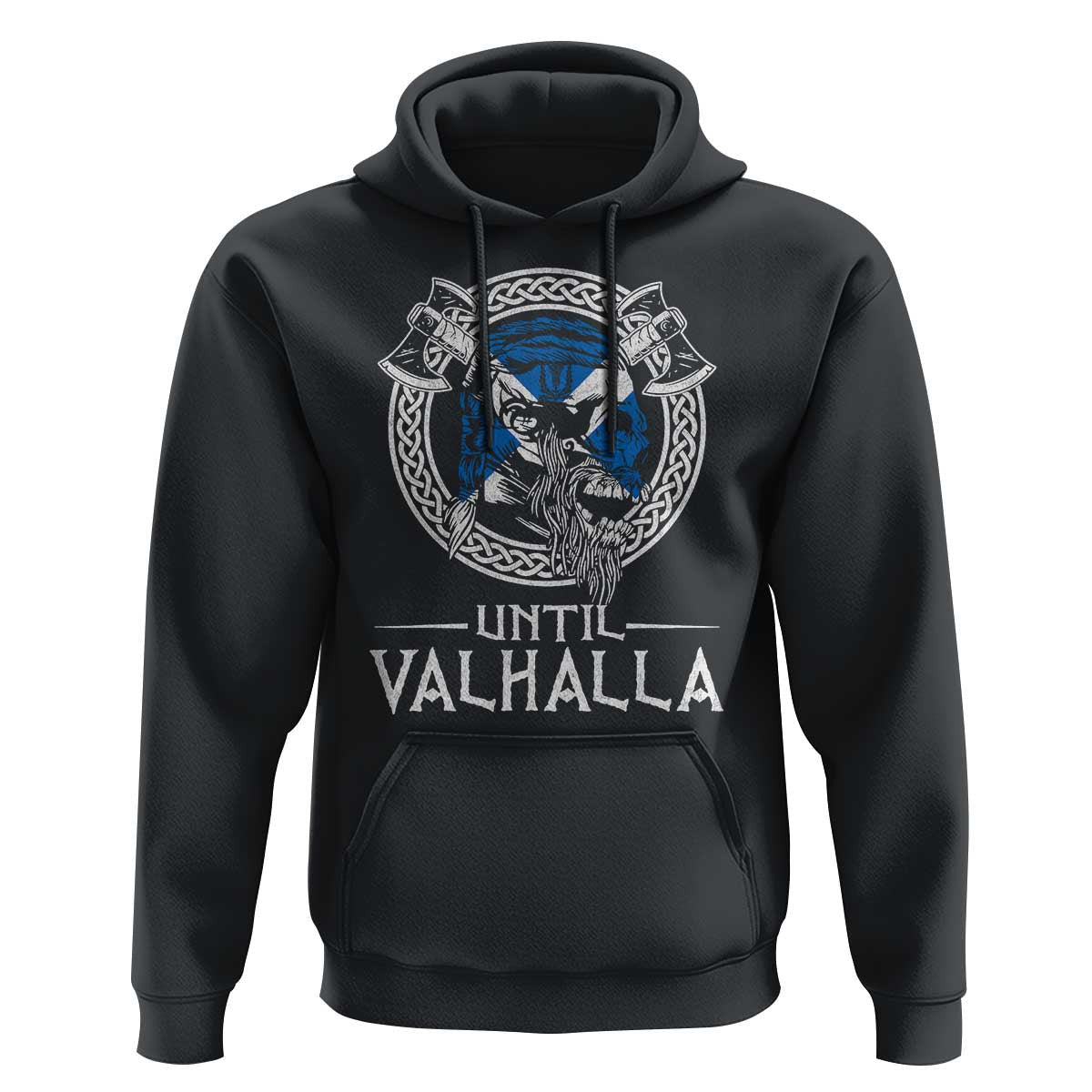 Funny Scottish Until Valhalla Vintage Scottish Flag Skull Viking Hoodie Cotton