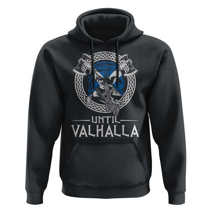 Funny Scottish Until Valhalla Vintage Scottish Flag Skull Viking Hoodie Cotton
