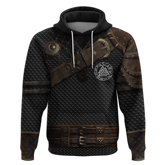 Viking Armor Vegvisir With Silver Chain Link Viking Hoodie