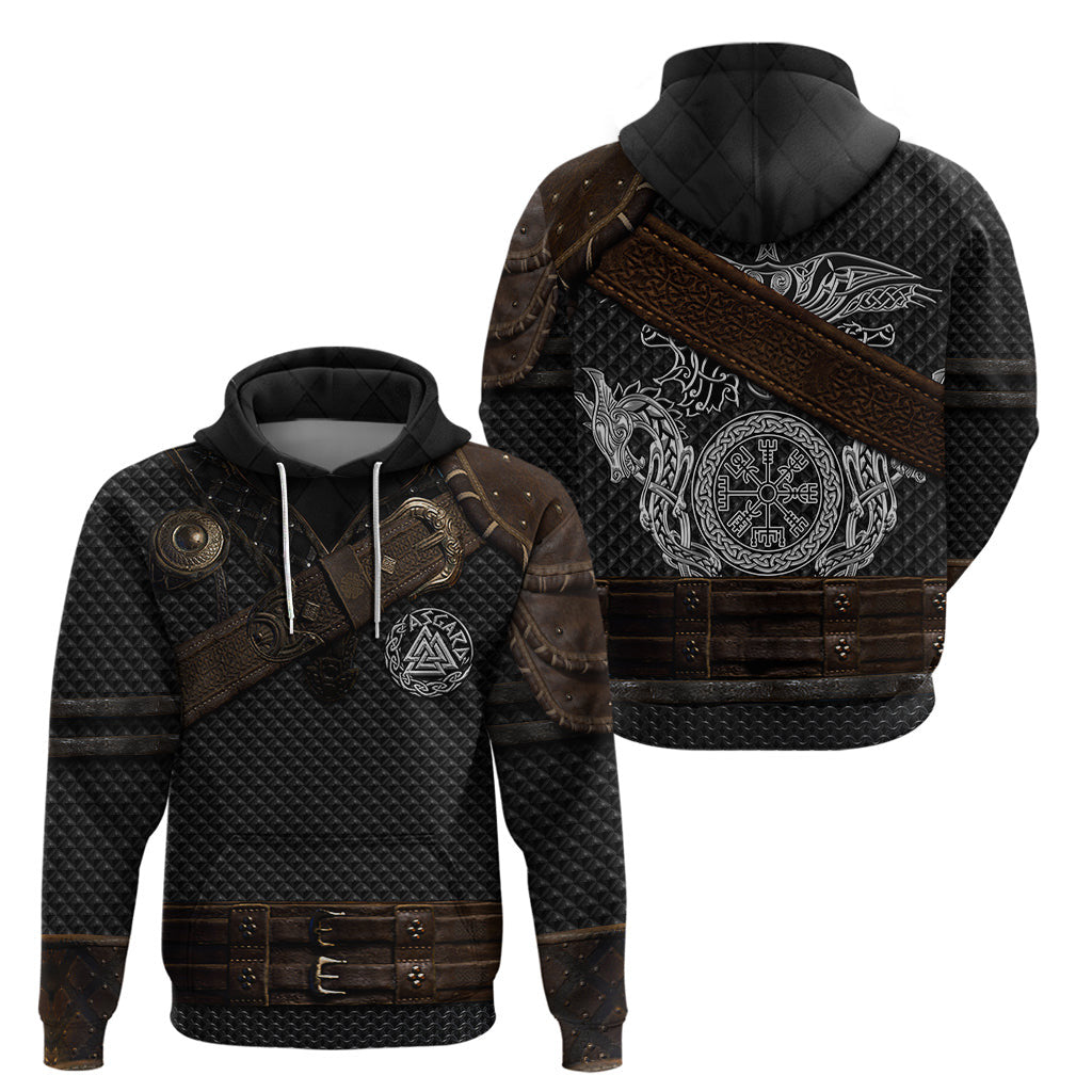Viking Armor Vegvisir With Silver Chain Link Viking Hoodie