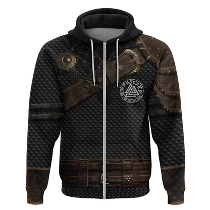 Viking Armor Vegvisir With Silver Chain Link Viking Hoodie
