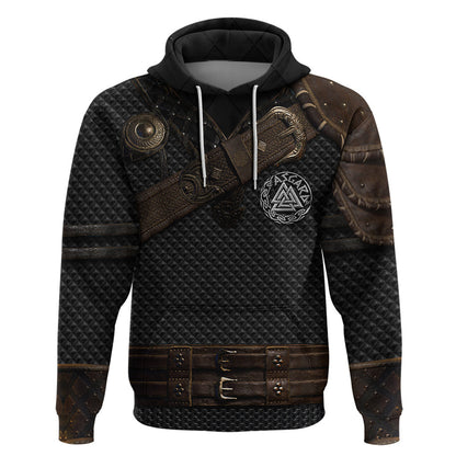 Viking Armor Vegvisir With Silver Chain Link Viking Hoodie