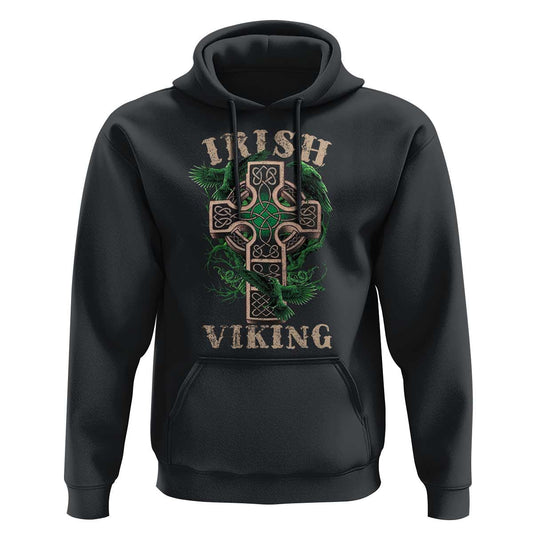 Irish Celtic Cross Odin's Raven Viking Hoodie Cotton