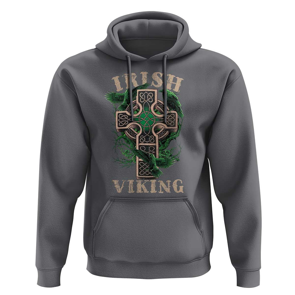 Irish Celtic Cross Odin's Raven Viking Hoodie Cotton