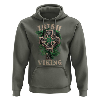Irish Celtic Cross Odin's Raven Viking Hoodie Cotton