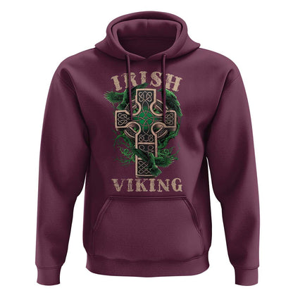 Irish Celtic Cross Odin's Raven Viking Hoodie Cotton