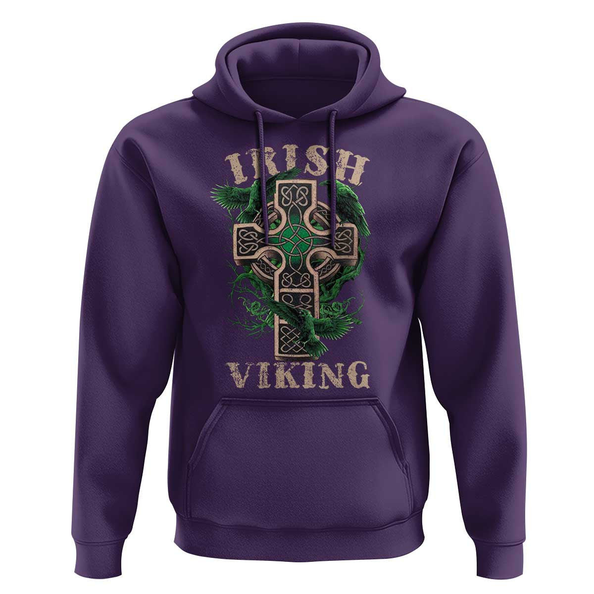 Irish Celtic Cross Odin's Raven Viking Hoodie Cotton