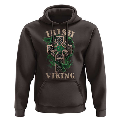 Irish Celtic Cross Odin's Raven Viking Hoodie Cotton