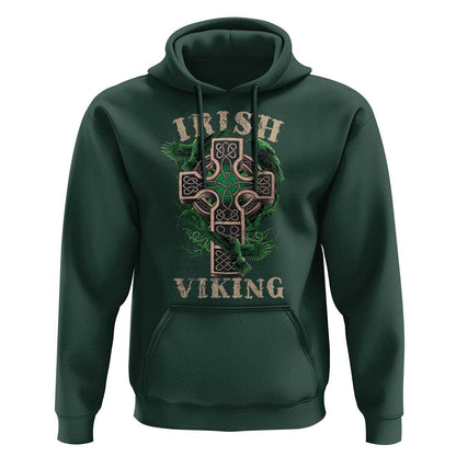 Irish Celtic Cross Odin's Raven Viking Hoodie Cotton