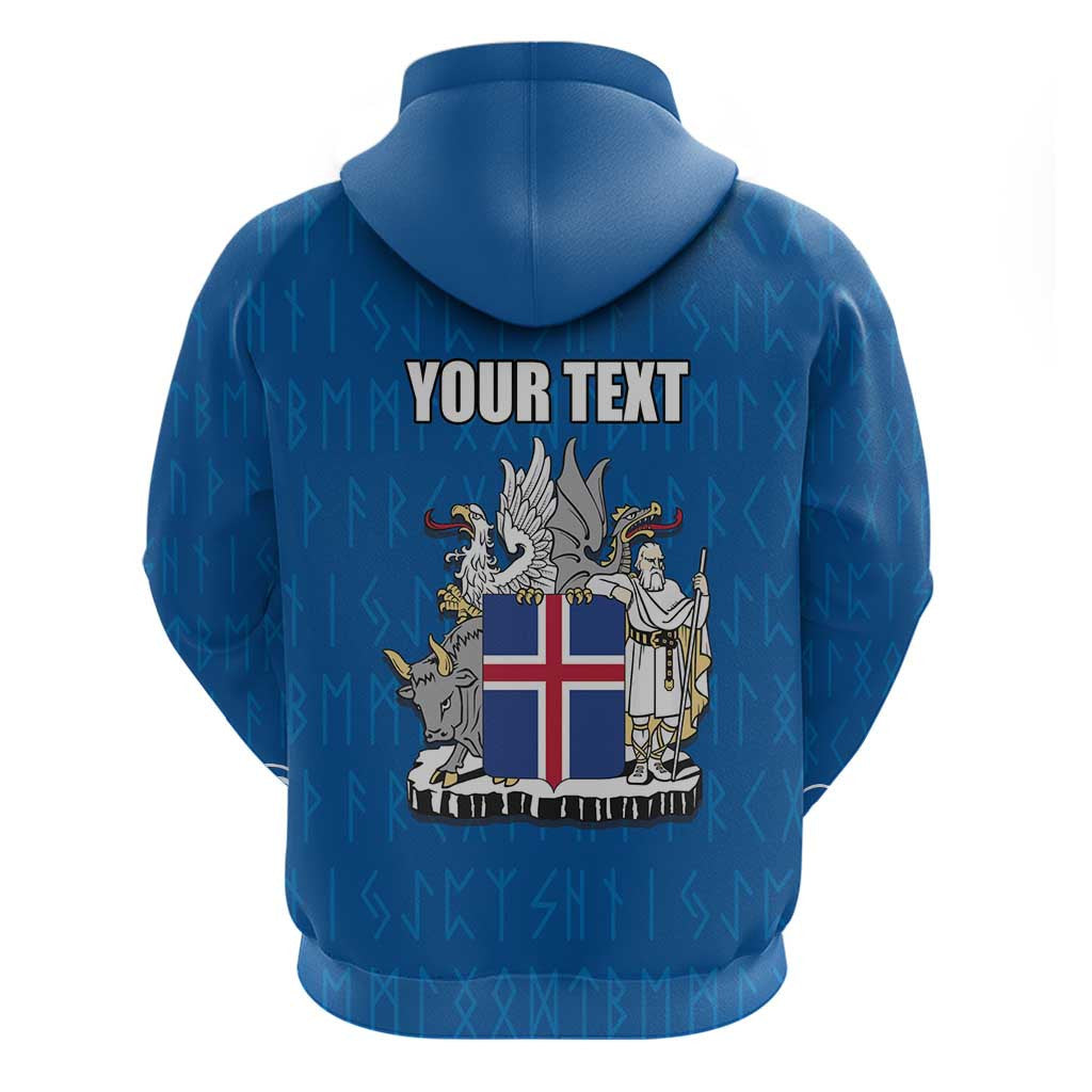 (Custom) Iceland Coat of Arms Runic Alphabet Viking Runes Pattern Viking Hoodie