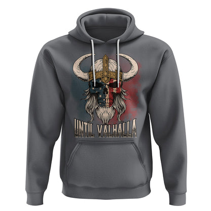 Until Valhalla US Flag Vintage Mythology Viking Hoodie Cotton