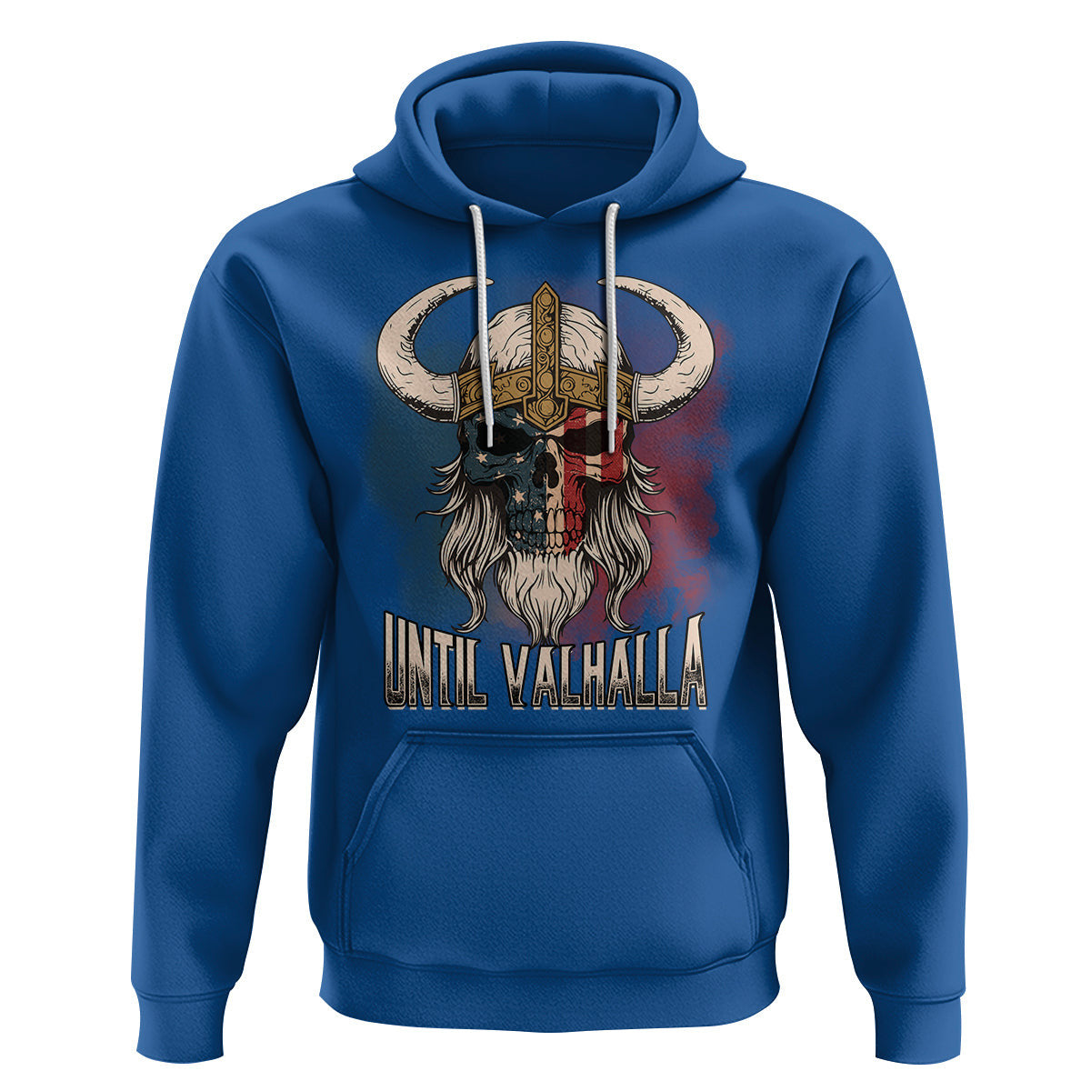 Until Valhalla US Flag Vintage Mythology Viking Hoodie Cotton
