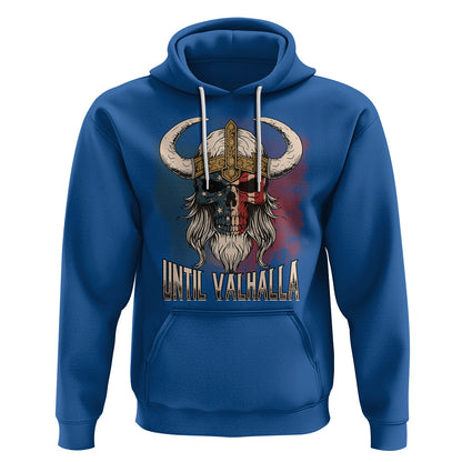 Until Valhalla US Flag Vintage Mythology Viking Hoodie Cotton