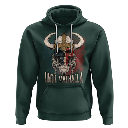 Until Valhalla US Flag Vintage Mythology Viking Hoodie Cotton