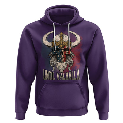 Until Valhalla US Flag Vintage Mythology Viking Hoodie Cotton