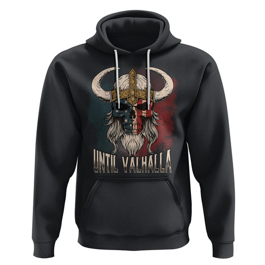Until Valhalla US Flag Vintage Mythology Viking Hoodie Cotton