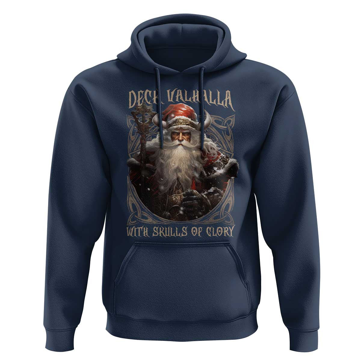 Viking Christmas Deck Valhalla With Skulls Of Glory Santa Yule Xmas Viking Hoodie Cotton