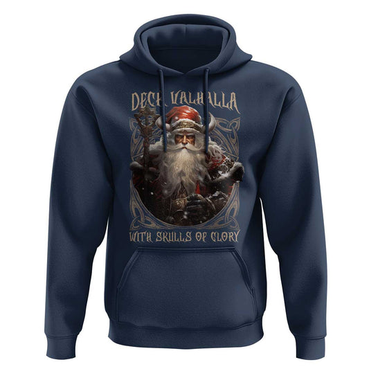Viking Christmas Deck Valhalla With Skulls Of Glory Santa Yule Xmas Viking Hoodie Cotton