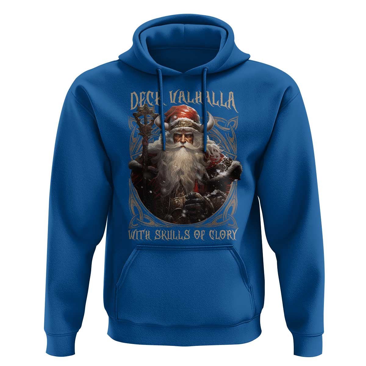 Viking Christmas Deck Valhalla With Skulls Of Glory Santa Yule Xmas Viking Hoodie Cotton