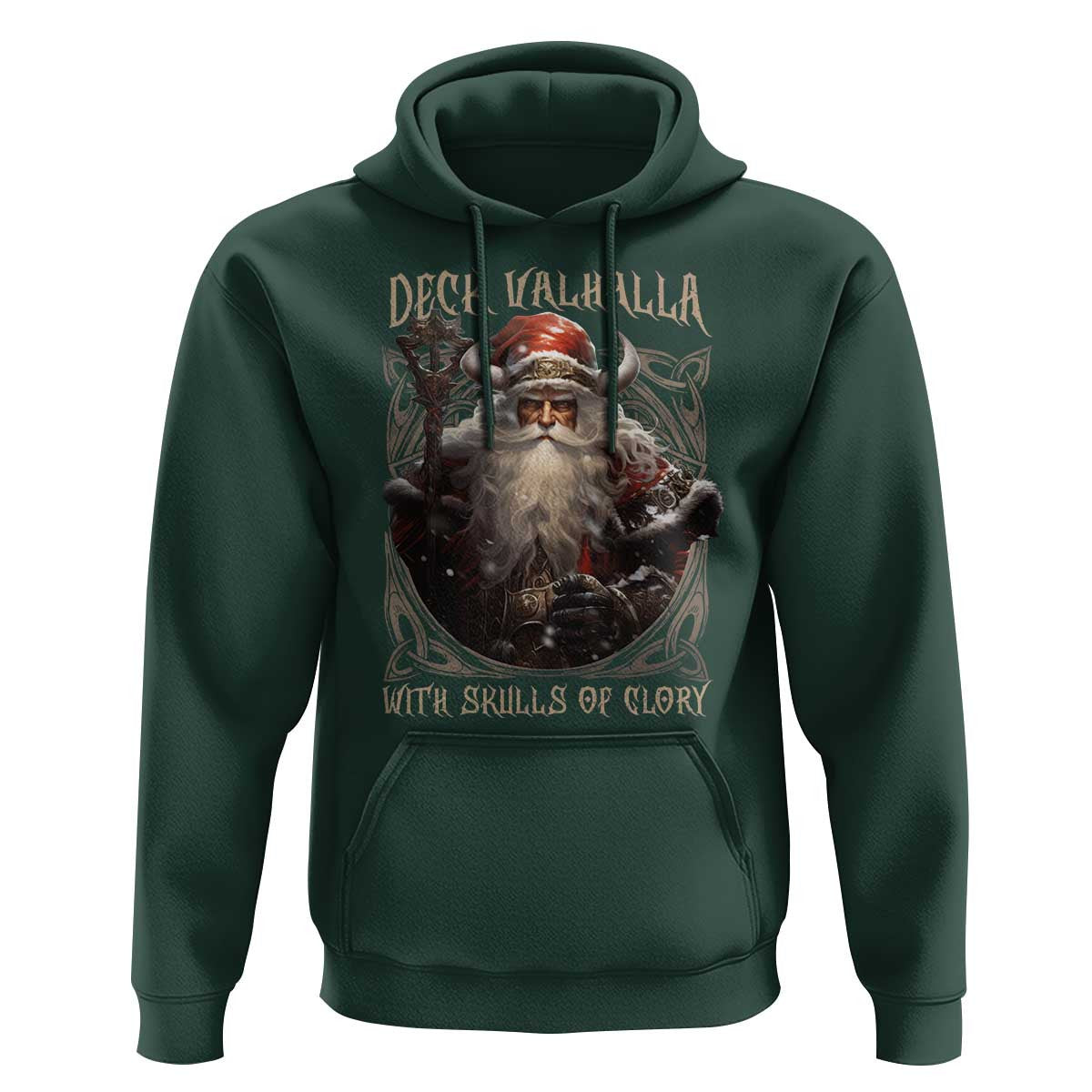 Viking Christmas Deck Valhalla With Skulls Of Glory Santa Yule Xmas Viking Hoodie Cotton