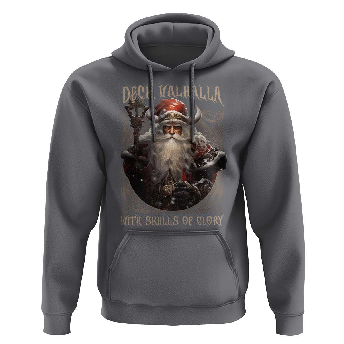 Viking Christmas Deck Valhalla With Skulls Of Glory Santa Yule Xmas Viking Hoodie Cotton