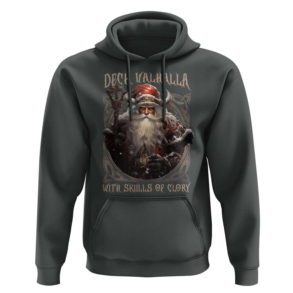 Viking Christmas Deck Valhalla With Skulls Of Glory Santa Yule Xmas Viking Hoodie Cotton