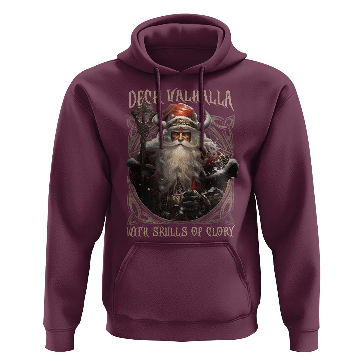 Viking Christmas Deck Valhalla With Skulls Of Glory Santa Yule Xmas Viking Hoodie Cotton